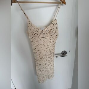 Reformation Cream Polka Dot Midi Dress